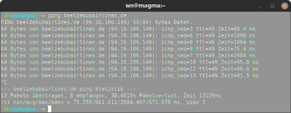 Screenshot of the notwork at the eurostar entrysite